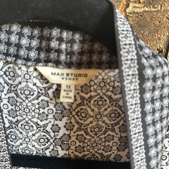 Max Studio Black and Gray Patterned Poncho - Picture 8 of 8